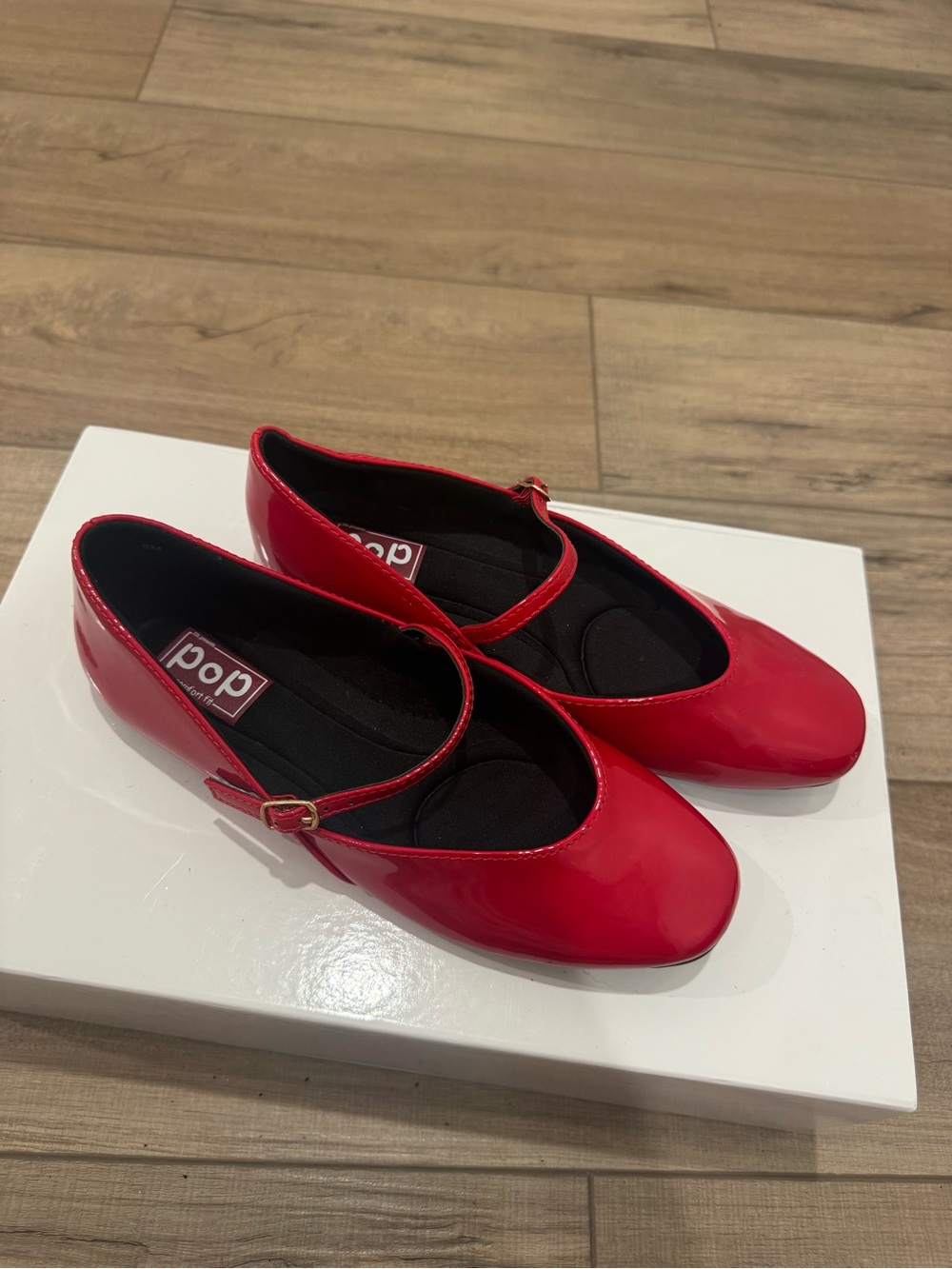 pop Red Patent Mary Jane Flats with Strap